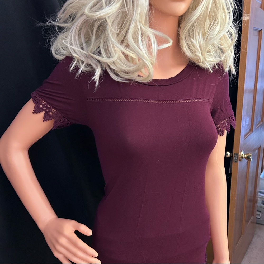 Burgundy Cover Stitched Tee